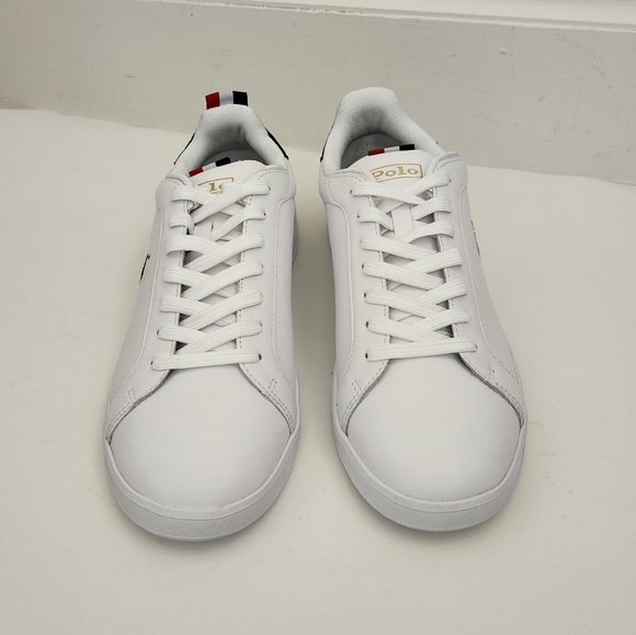 NEW Polo Ralph Lauren Heritage Court II White Leather Synthetic Sneaker Mens 9.5 - Picture 3 of 14